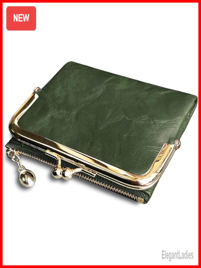 Vintage Rfid Bifold Wallet With Zipper & Kiss Lock - Faux Leather